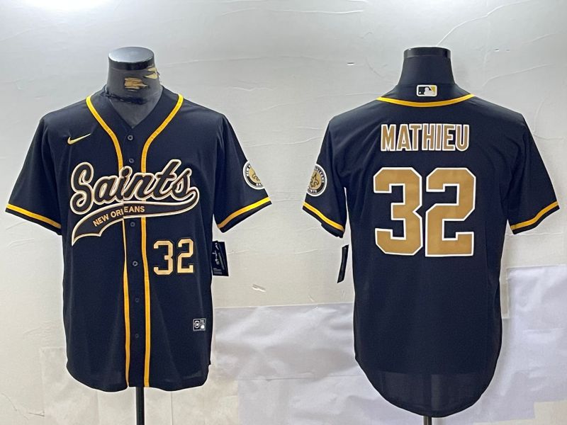 Men New Orleans Saints #32 Mathieu Black Joint Name 2024 Nike Limited NFL Jersey style 2